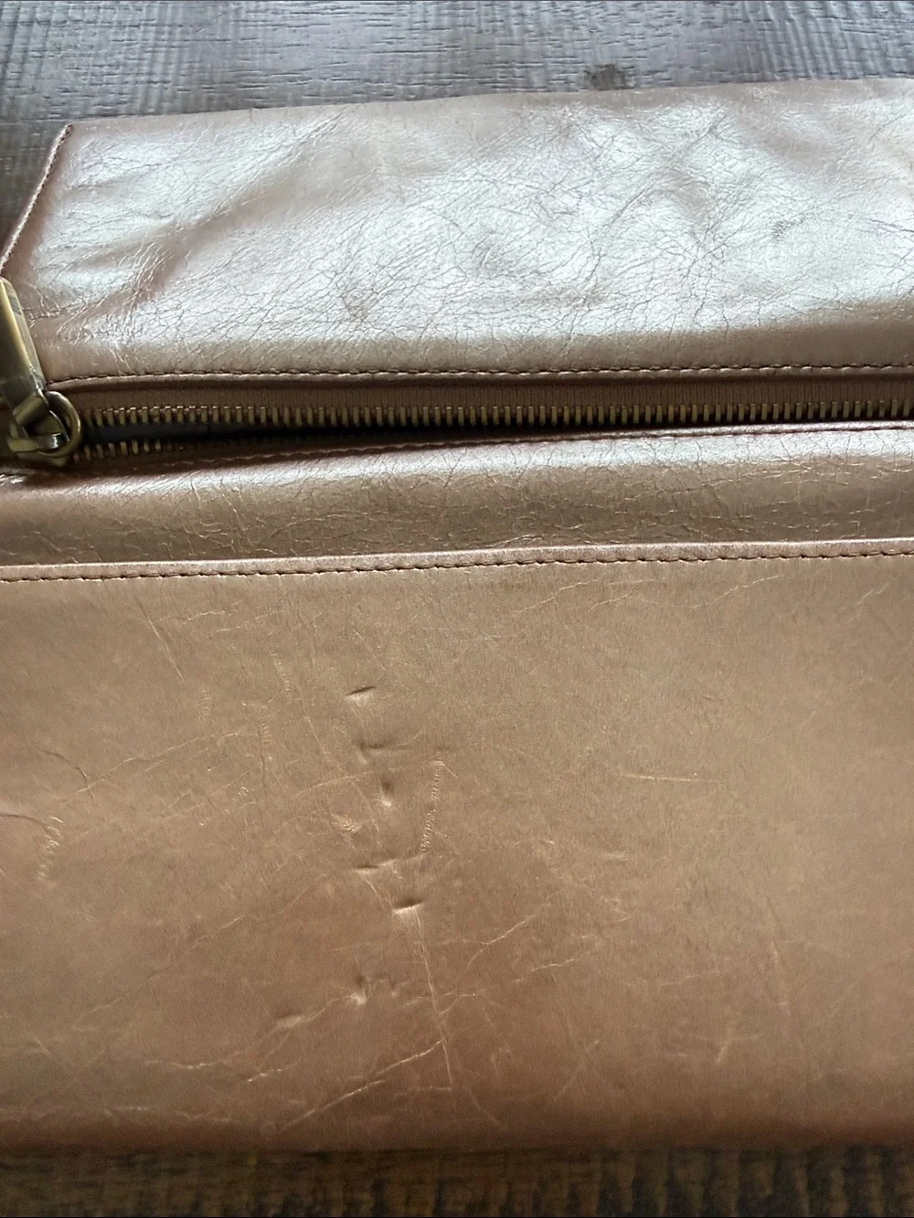 HOBO Women's Leather Zip Wallet - Rose Gold